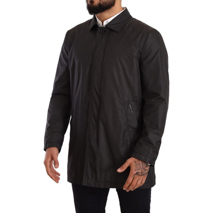 Dolce & Gabbana Black Polyester Mens Trench Coat Jacket