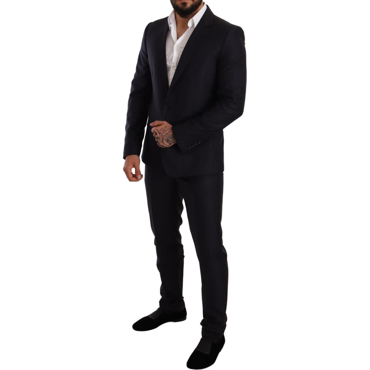 Dolce & Gabbana Blue Pattern MARTINI SLIM FIT 2 Piece Suit