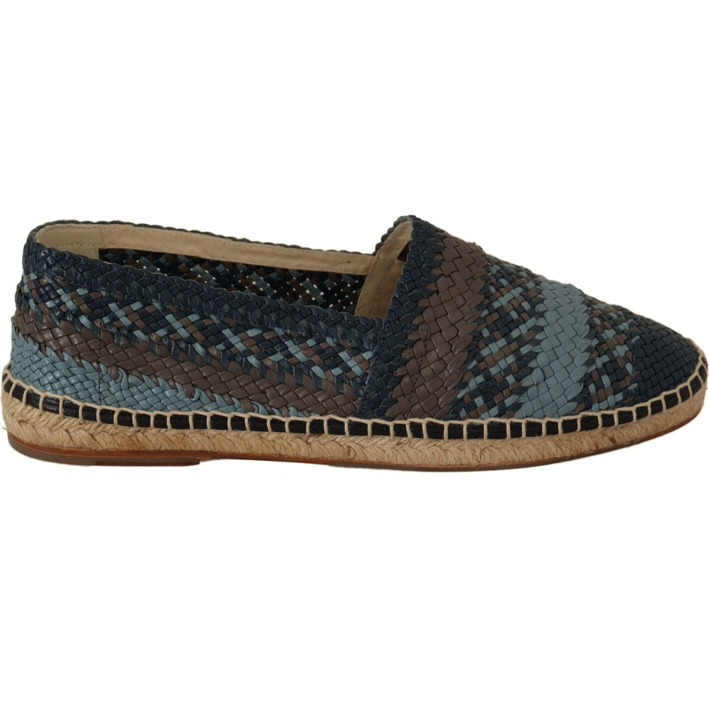 Dolce & Gabbana Blue Gray Slip On Buffalo Espadrille Shoes MAN LOAFERS