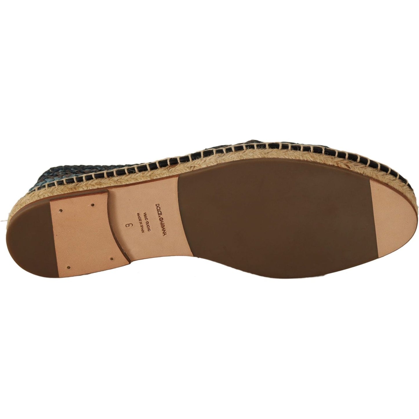 Dolce & Gabbana Blue Gray Slip On Buffalo Espadrille Shoes MAN LOAFERS