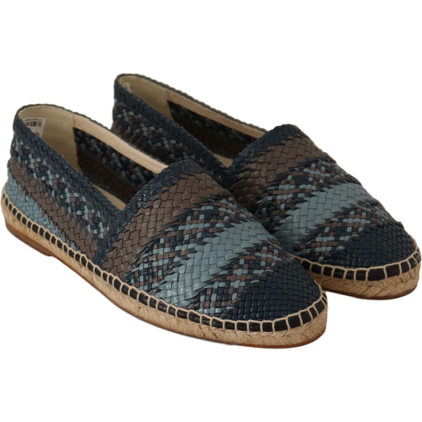 Dolce & Gabbana Blue Gray Slip On Buffalo Espadrille Shoes MAN LOAFERS