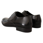 Dolce & Gabbana Black Leather Lace Up Men Dress Derby Shoes