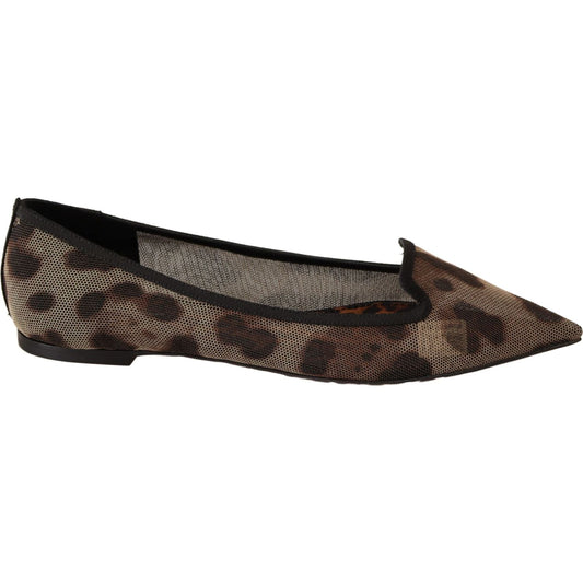 Dolce & Gabbana Brown Leopard Ballerina Flat Loafers Shoes LA5210 -36