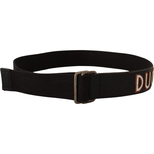 Costume National Black Cotton Ducati Metal Buckle Belt