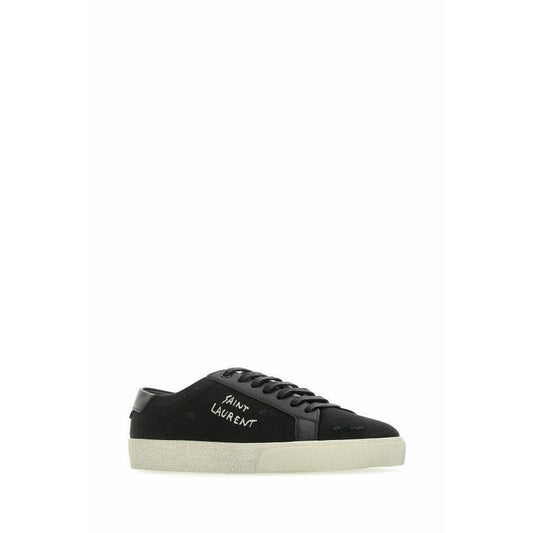 Saint Laurent Sleek Black Canvas & Leather Low-Top Sneakers