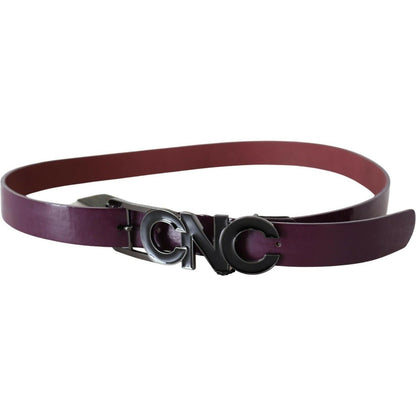 Costume National Brown Leather Large Logo Letter Buckle Belt
