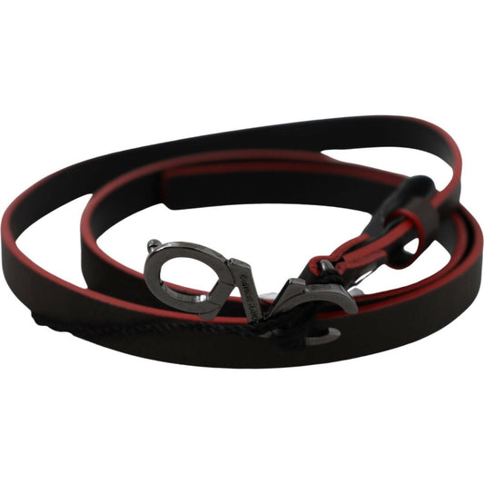 Costume National Black Maroon Skinny Leather Buckle Waist Belt WOMAN BELTS