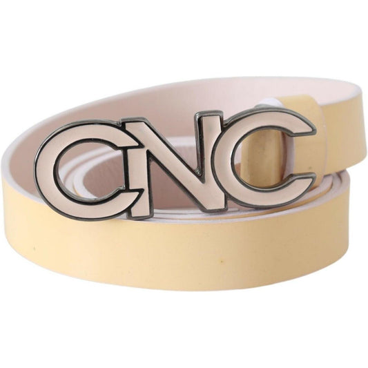 Costume National Beige Leather Pink Letter Logo Belt PAN71819-85