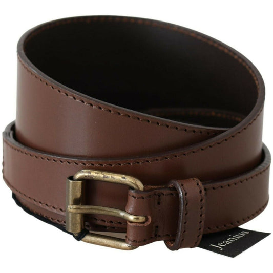 PLEIN SUD Brown Genuine Leather Rustic Metal Buckle Belt BEL60998- 95
