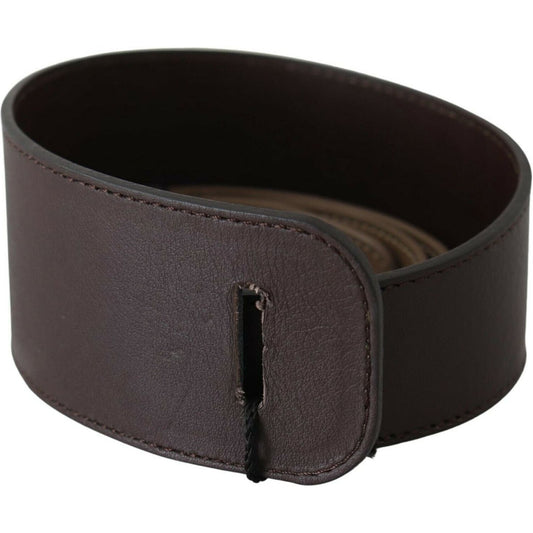 GF Ferre Brown Genuine Leather Logo Wide Waist Belt BEL61001- 70