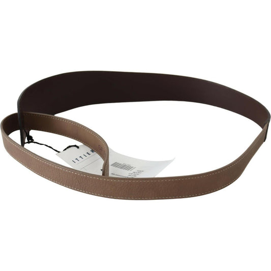 GF Ferre Brown Genuine Leather Logo Wide Waist Belt BEL61001- 70