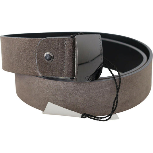 Costume National Brown Leather Square Logo Buckle Belt BEL60973-85