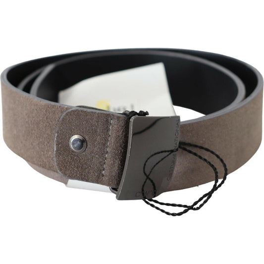 Costume National Brown Leather Square Logo Buckle Belt BEL60973-85