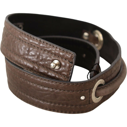 Costume National Brown Leather Silver Fastening Belt BEL61021 - 80
