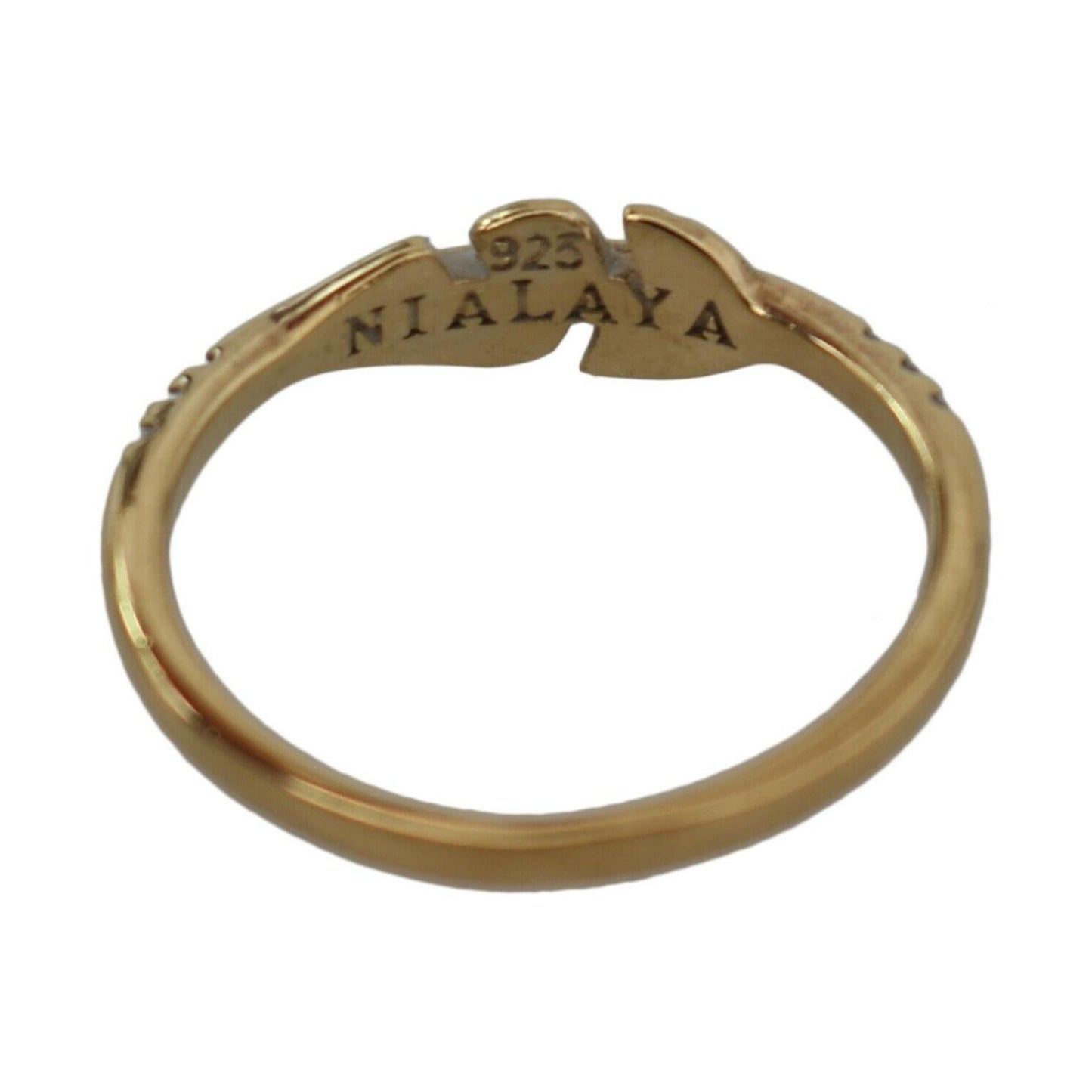 Nialaya Gold Feather Clear CZ 925 Silver Women