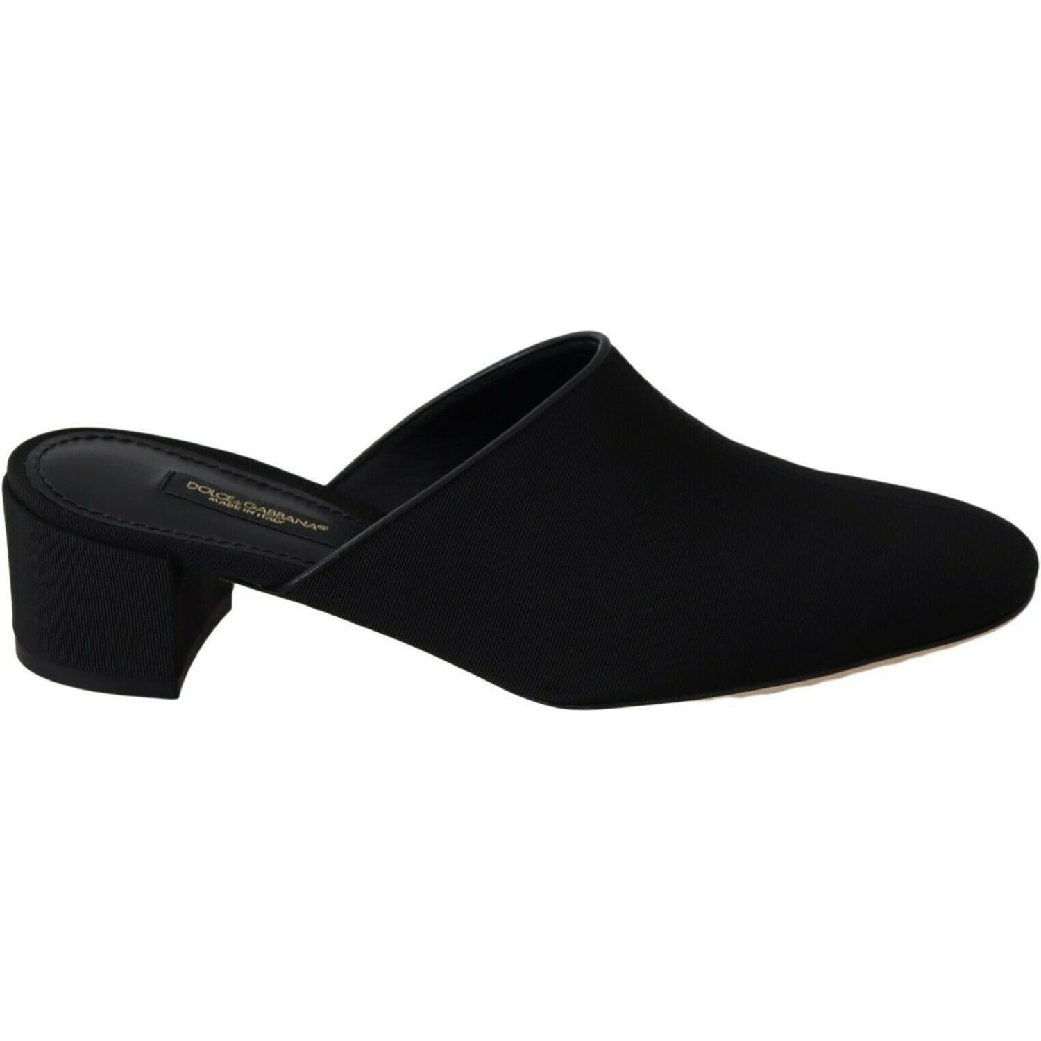 Dolce & Gabbana Black Grosgrain Slides Sandals Women Shoes