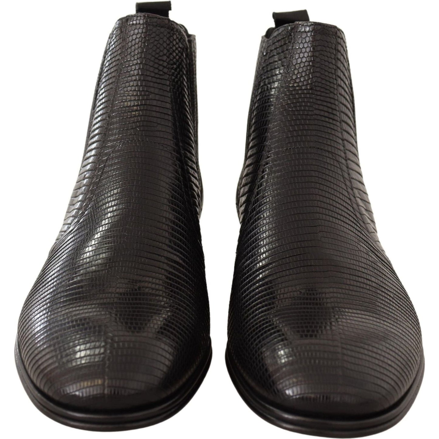 Dolce & Gabbana Black Leather Lizard Skin Ankle Boots MAN BOOTS