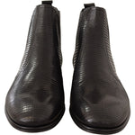 Dolce & Gabbana Black Leather Lizard Skin Ankle Boots MAN BOOTS