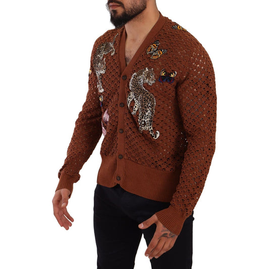 Dolce & Gabbana Brown Leopard Butterfly Cardigan Sweater TSH6647 -52