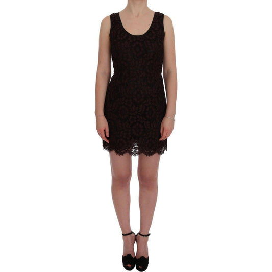 Dolce & Gabbana Bordeaux Floral Lace Ricamo Sheath Dress WOMAN DRESSES