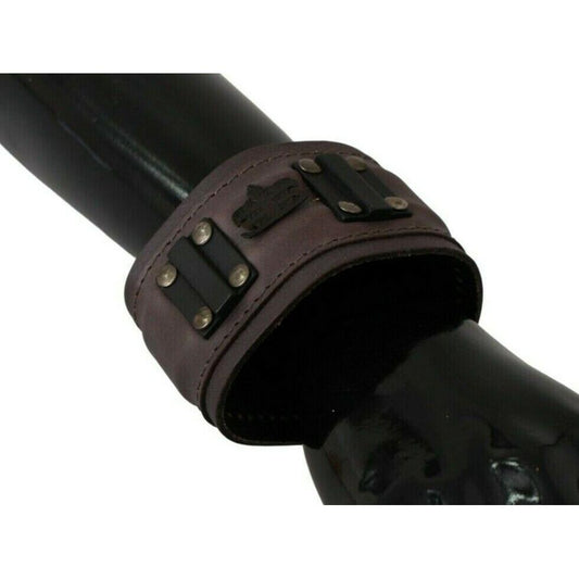 Scervino Street Brown Leather Branded Wide Buckle Closure Bracelet SMY7193