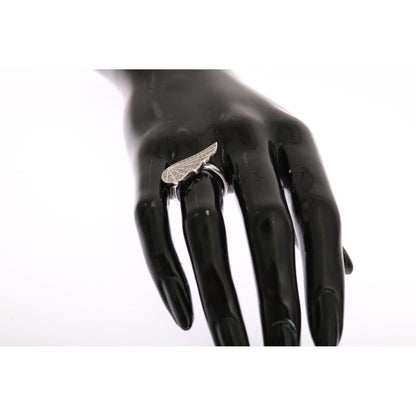 Nialaya Silver Womens Wing Clear CZ 925 Silver Ring