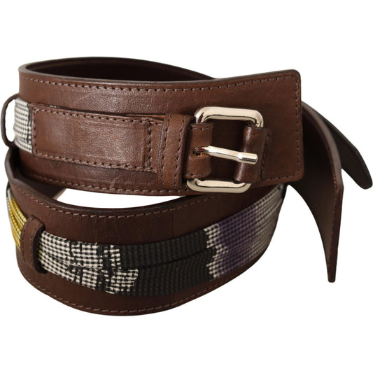 Costume National Brown Leather Silver Buckle Belt BEL61037 -80