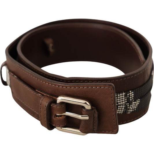 Costume National Brown Leather Silver Buckle Belt BEL61037 -80