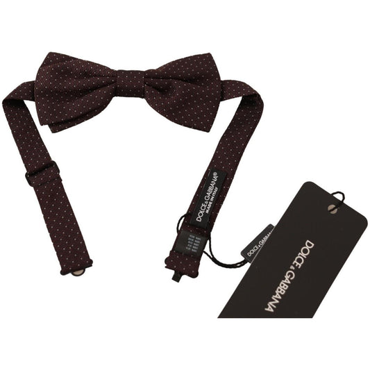Dolce & Gabbana Brown Dotted Silk Adjustable Neck Papillon Bow Tie FT3562