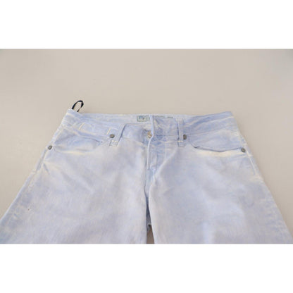Acht Light Blue Cotton Folded Hem Denim Skinny Women Trouser Jeans Acht