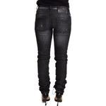 Acht Elegant Low Waist Skinny Black Denim Jeans & Pants Acht Dark Slate Gray