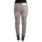 Acht Chic Gray Washed Slim Fit Cotton Jeans Jeans & Pants Acht Slate Gray