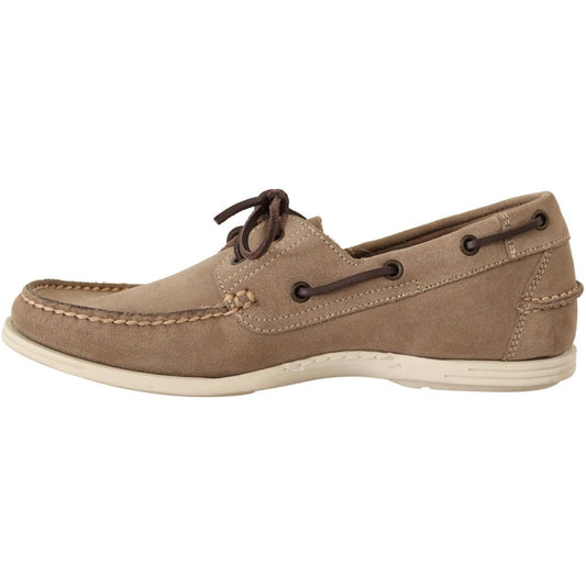 Pollini Beige Suede Low Top Mocassin Loafers Casual Men Shoes MV4282 - 39
