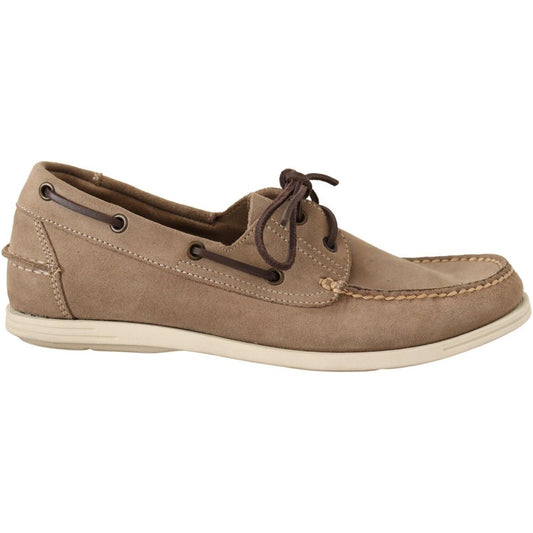 Pollini Beige Suede Low Top Mocassin Loafers Casual Men Shoes MV4282 - 39