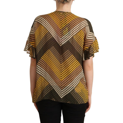 Twinset Multicolor Stripes Short Sleeves Round Neck Top Blouse WOMAN T-SHIRTS