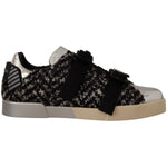 Dolce & Gabbana Silver Leather Brown Cotton Wool Sneakers Shoes