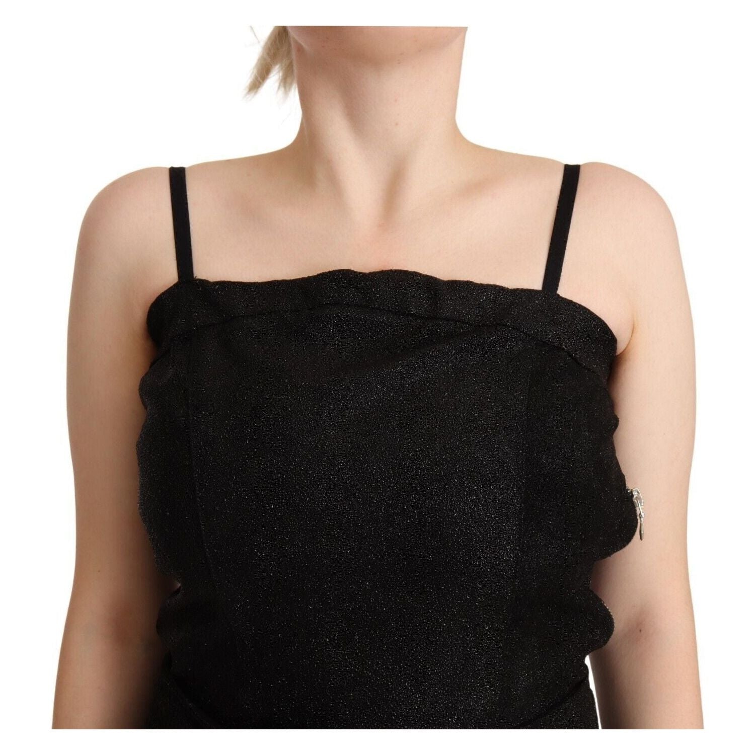 La Maison du Couturier Black Spaghetti Strap Jumpsuit Dress