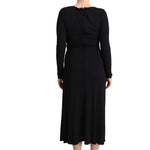 PINKO Elegant Black Nylon Stretch Maxi Dress WOMAN DRESSES PINKO Black