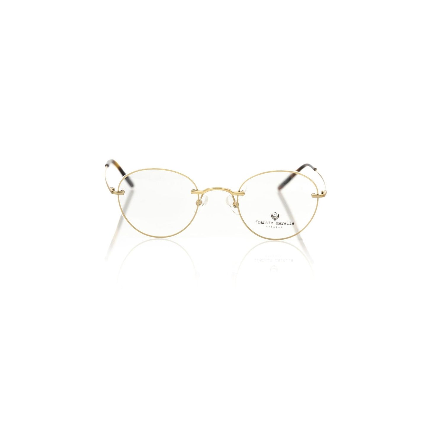 Frankie Morello Gold Metallic Unisex Frame round spectacles, Italian craftsmanship, contemporary design, matte gold metal, elegant eyewear