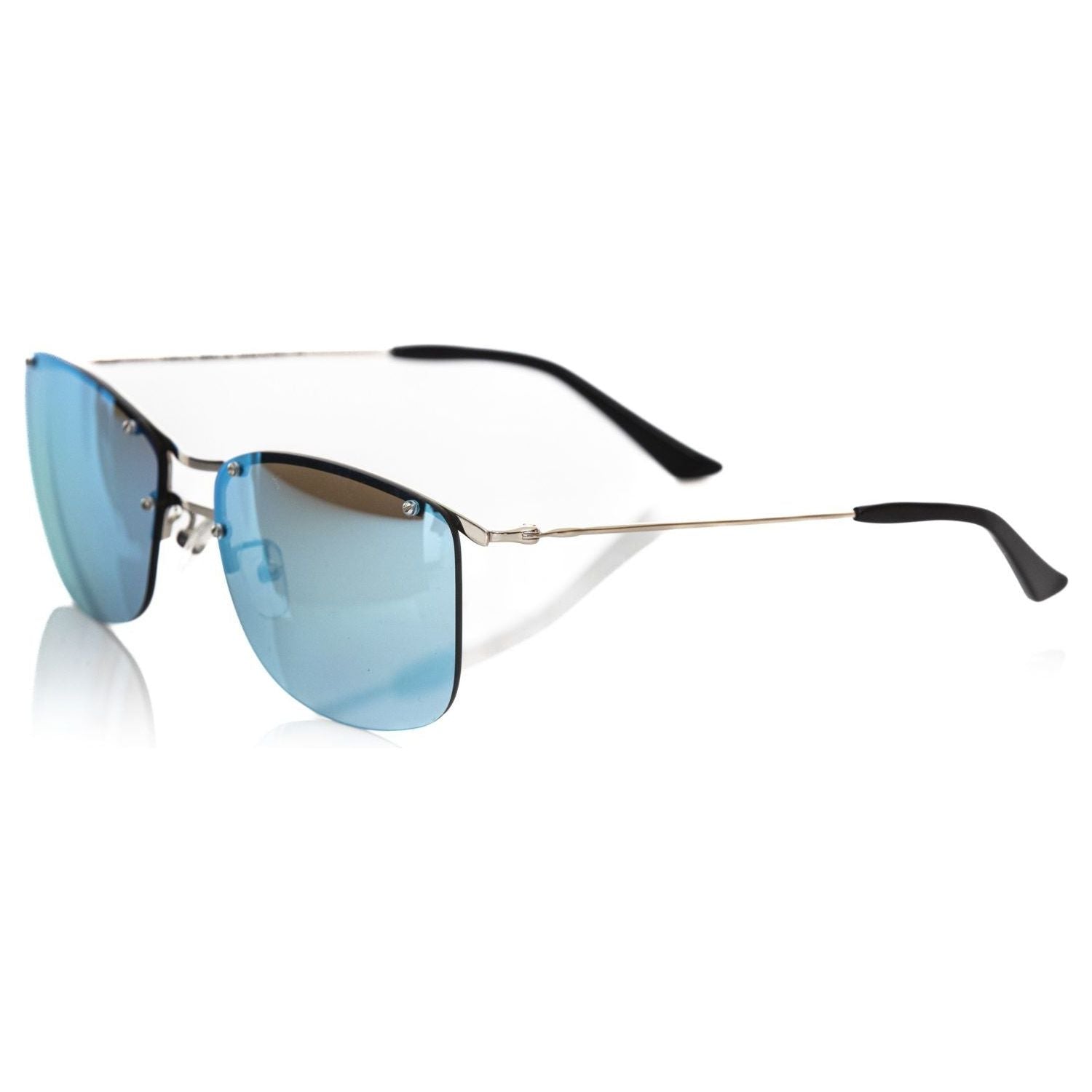 Frankie Morello Silver Metallic Men Sunglasses