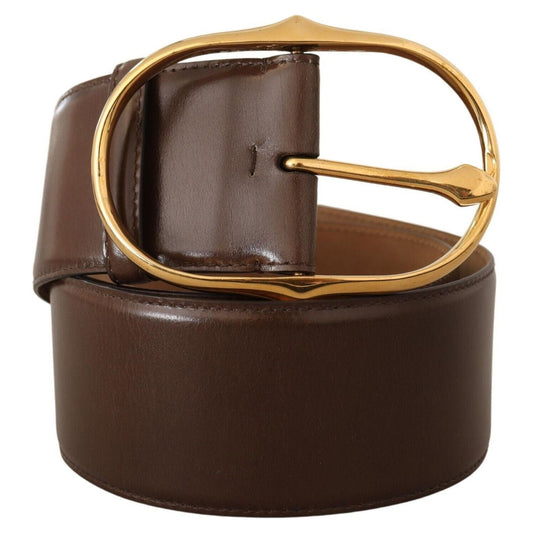 Dolce & Gabbana Brown Leather Gold Metal Oval Buckle Belt BEL8380 - 75