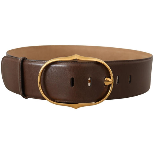 Dolce & Gabbana Brown Leather Gold Metal Oval Buckle Belt BEL8380 - 75