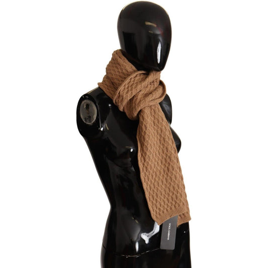 Dolce & Gabbana Dark Brown Wrap Shawl Knitted Camel Scarf MS6089
