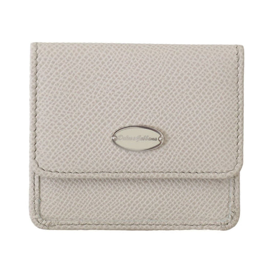 Dolce & Gabbana White Dauphine Leather Holder Pocket Wallet Condom Case VAS15181