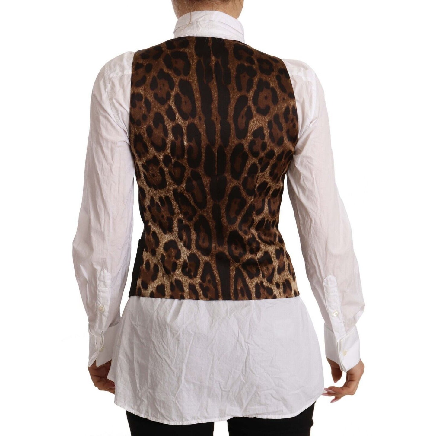 Dolce & Gabbana Black Button Down Sleeveless Vest Polyester Top