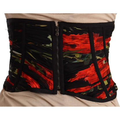 Dolce & Gabbana Black Corset Belt Stretch Waist Strap Silk Top