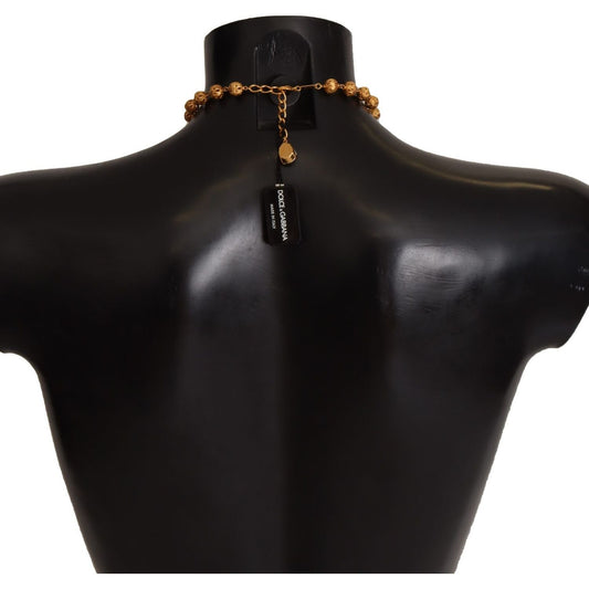 Dolce & Gabbana Gold Brass Carretto Sicily Statement Crystal Chain Necklace Necklace