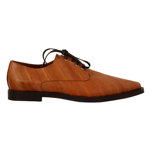 Dolce & Gabbana Brown Eel Leather Lace Up Formal Shoes LA9657 - 39