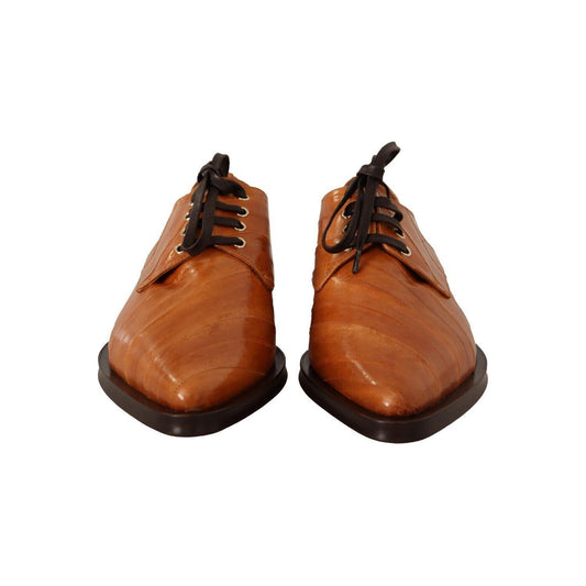 Dolce & Gabbana Brown Eel Leather Lace Up Formal Shoes LA9657 - 39