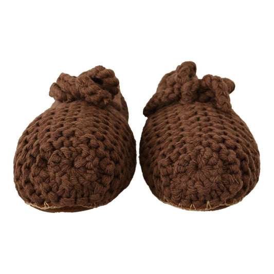 Dolce & Gabbana Brown Slip On Ballerina Flats Wool Knit Shoes LA9675 - 40
